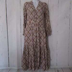 April Cornell Dress XXS Floral Long Sleeve Midi Prairie Cottagecore